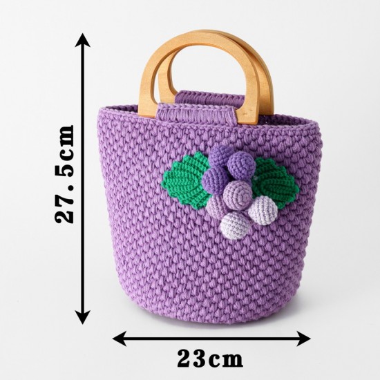 Handmade Purple Grapes Crochet Tote Bag for Women