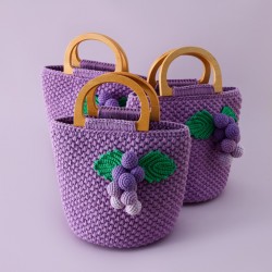 Handmade Purple Grapes Crochet Tote Bag for Women
