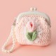 Handmade Pearl Chain Tulip Crochet Coin Bag for Kids Women