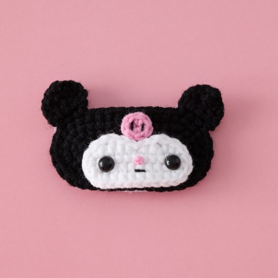 Handmade Knitted Sanrio Melody Kuromi Cartoon Figure Crochet Hairpin Accessories