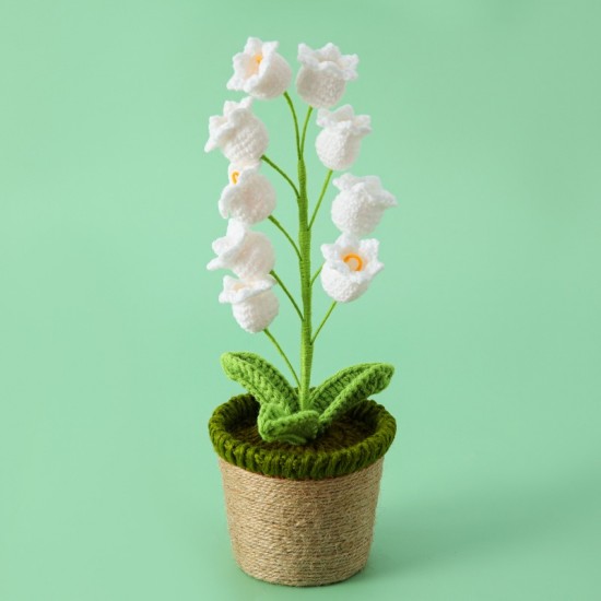 Handmade Artificial Crochet Valley Flowers Pot